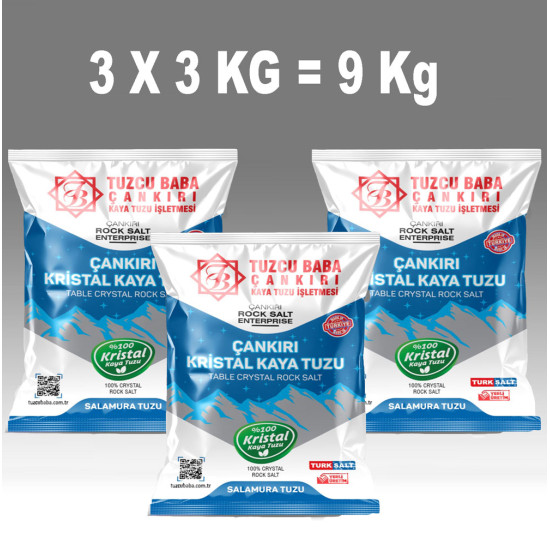 9kg  GRANÜL Çankırı Kristal Kaya Tuzu 84 Mineralli sole