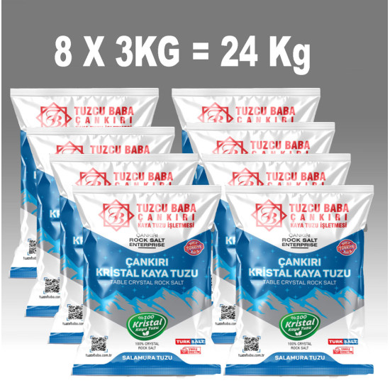 24kg GRANÜL Çankırı Kristal Kaya Tuzu 84 Mineralli sole